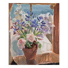 Lynne Cartlidge, Summer Flowers with Sea View